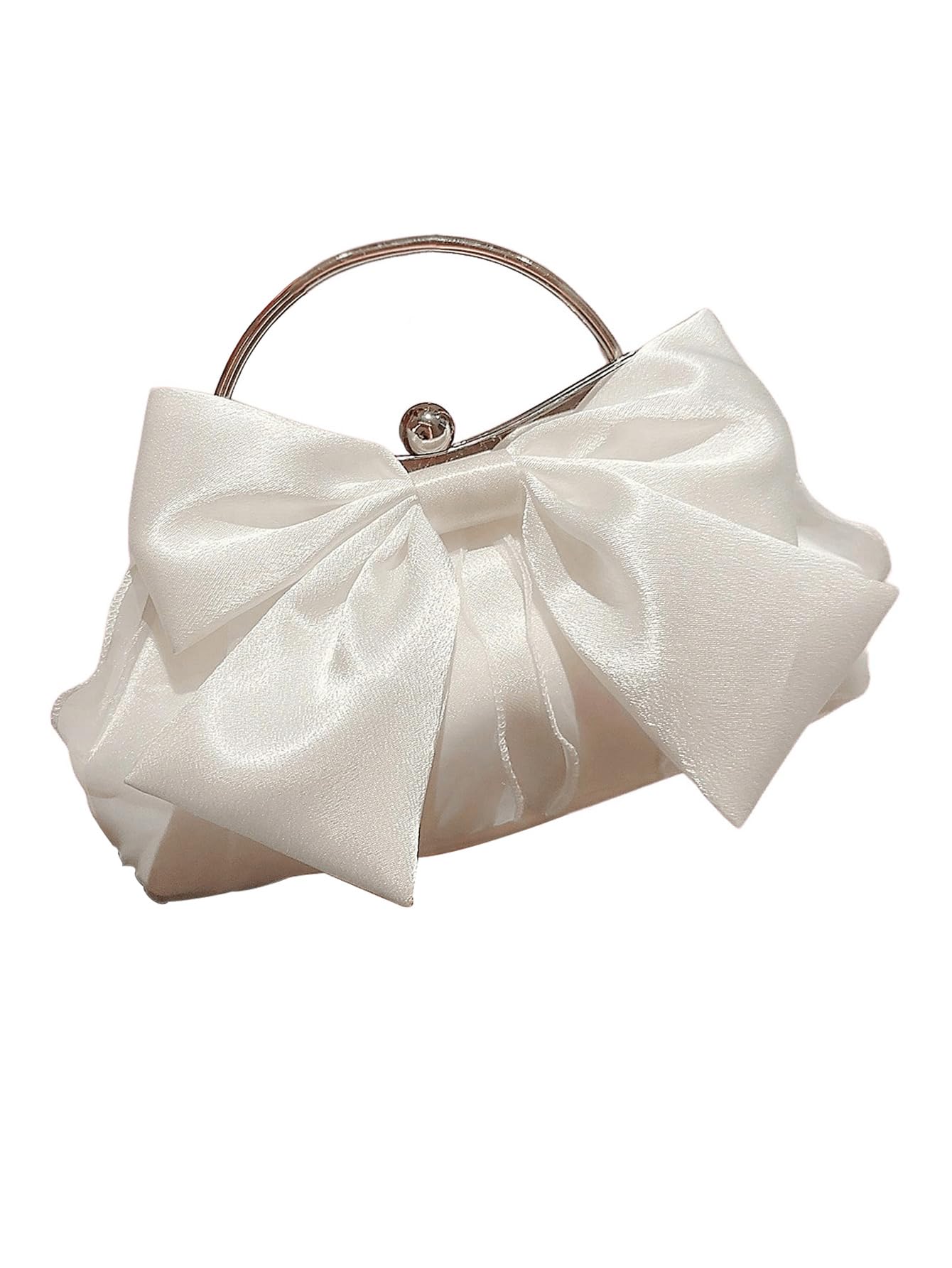 Photo 1 of ***MAJOR DAMAGE*** ***READ CLERK NOTES*** SweatyRocks Women's Cute Bow Decor Clutch Purse Evening Handbag Prom Crossbody Bags White One-Size
