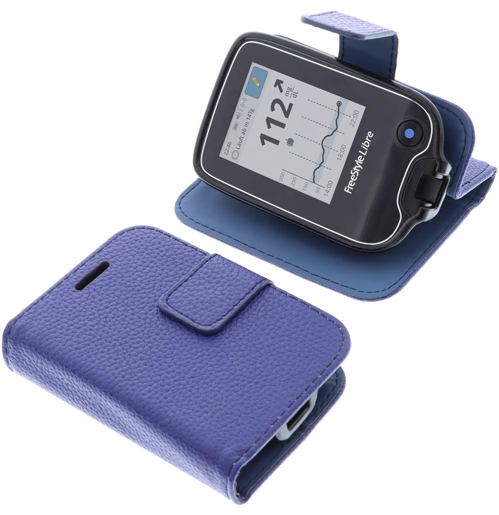 foto-kontor Bag compatible with Abbott Freestyle Libre 1 Book Style blue case protection cover book
