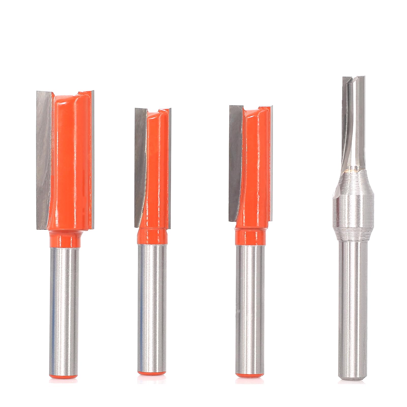 Akylin 4pcs Straight Router Bit 1/4 Inch Shank, Two Flute Router Cutter Bit, Carbide Tipped Straight Router Bit for Woodworking Slotting - 5/16", 3/8", 1/2", 13/64" Cut Dia — image 1