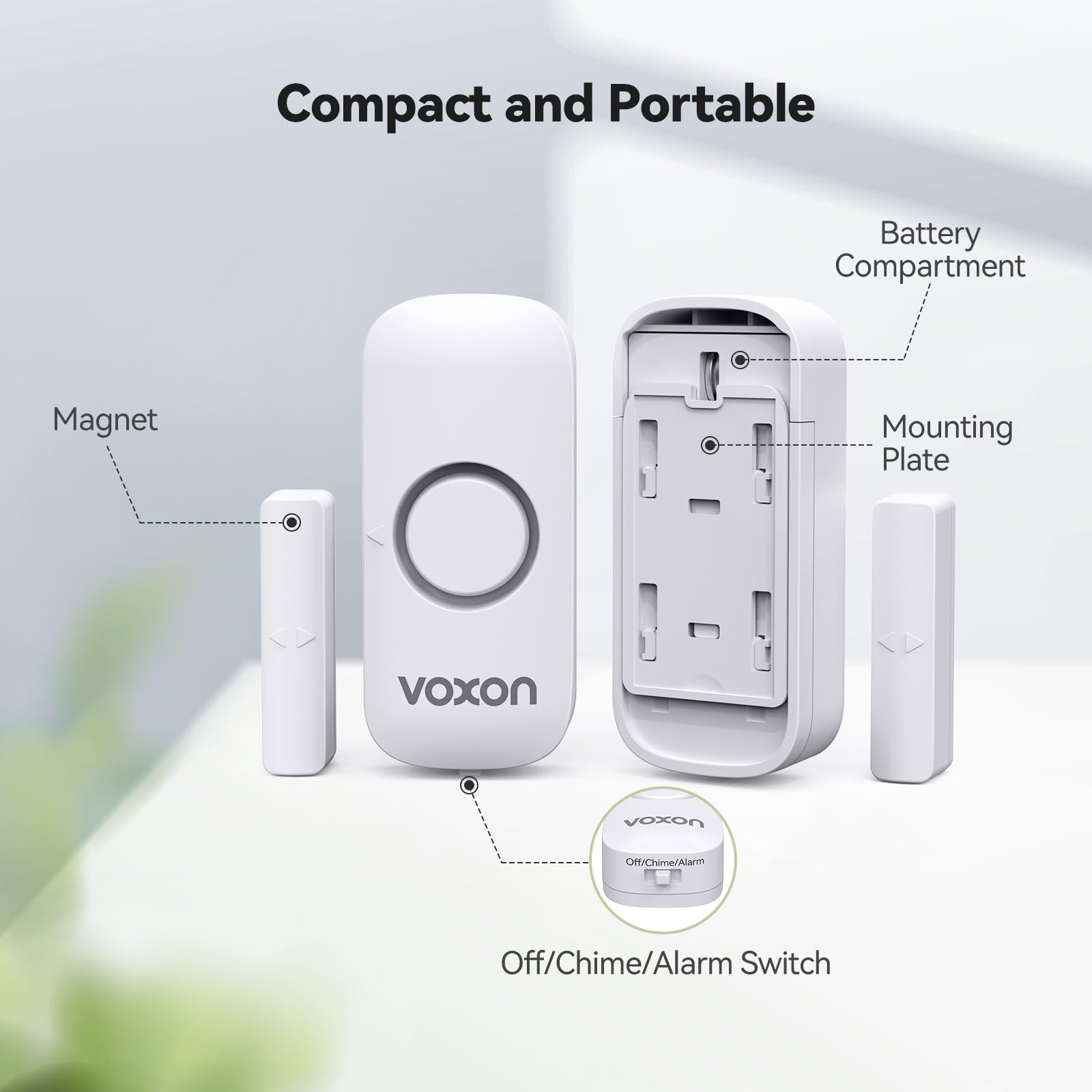 Door Alarms for Kids Safety, VOXON Window Alarm Door Alarm for Home Security Personal Security Window Alarms Sensor Burglar Door Alarm for Pool, Cars, Sheds, Caravans DIY Kit Pack of 2