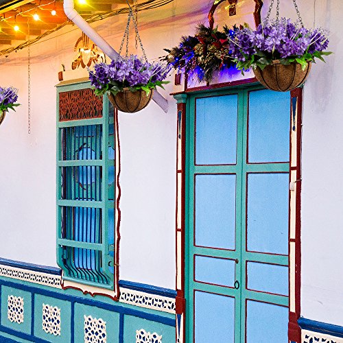 Mixiflor Lavender Artificial Hanging Flowers, Artificial Hanging Planets Silk Flower, Hanging Basket with Chain Flowerpot For Home Outdoor Decoration