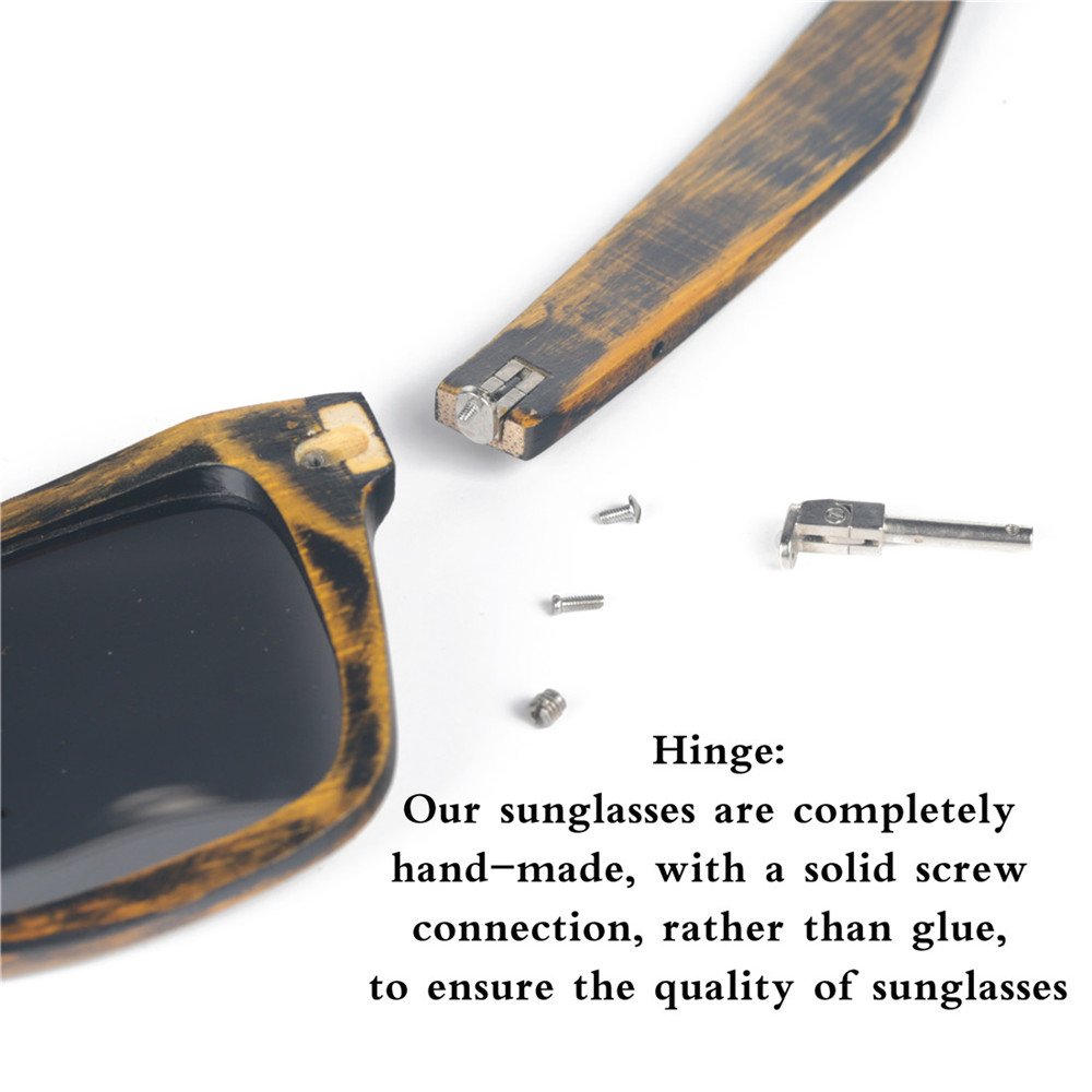 SHELOO Bamboo Wood Polarized Sunglasses Retro Style 100% UV Protection Green Frame