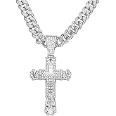 KNITUKL Iced Out Cuban Link Chain for Men, Miami Style Silver and Gold Plated Bling Necklace, Diamond Hip Hop Necklace
