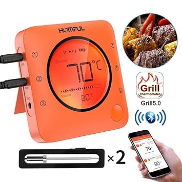 Fleisch Thermometer, Bluetooth-Digitalbackofen-BBQ-Back-Thermometer, drahtloses ferngesteuertes APP-gesteuertes Grill-Thermom