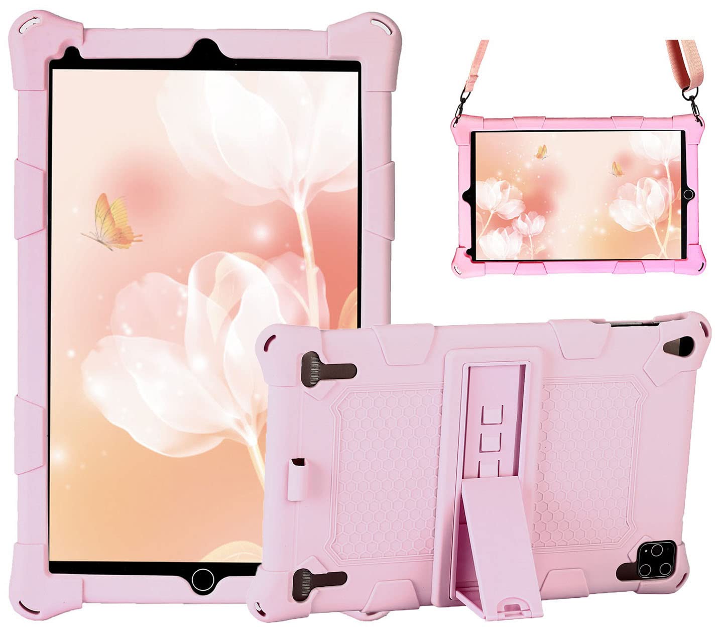 AKNICI DUODUOGO 10/AOYODKG 10.1 Rugged Case with Stand,Shoulder Strap,Slim Heavy Duty Soft Silicone Hard Bumper Shockproof Full Body Protective Case for DUODUOGO 10/AOYODKG 10.1,Light Pink