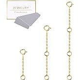 Necklace Extenders Durable 14K Gold Plated Solid Brass Necklace Bracelet Anklet Extender Extension Chains(1 2 3 inch)