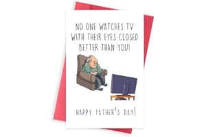 HUAMEIGF Hilarious Father's Day Card for Dad Stepdad, Naughty Fathers Day Card Gifts from Daughter Son, Cute Watches TV with Eyes Closed Card
