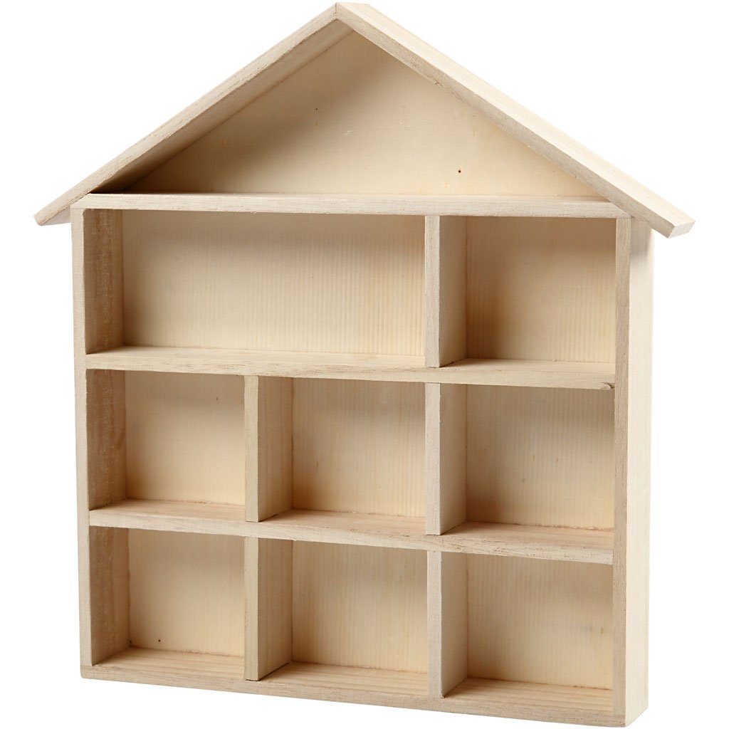 Creativ 100263 House-Shaped Shelving System, Size 26x22 cm, H: 3,5 cm, Paulownia, 1pc, Wood