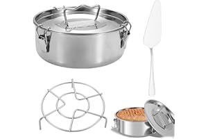 Flan Mould with Lid Stainless Steel Flan Pan with Steam Rack and Cake Spatula Round Cake Baking Pans use for Making Cheesecak