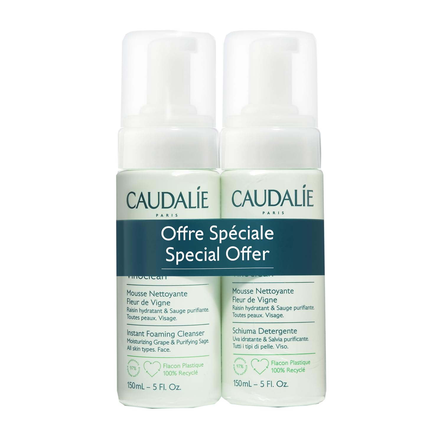 Caudalie Vinoclean Duo Instant Foaming Cleanser - 2 x 150ml