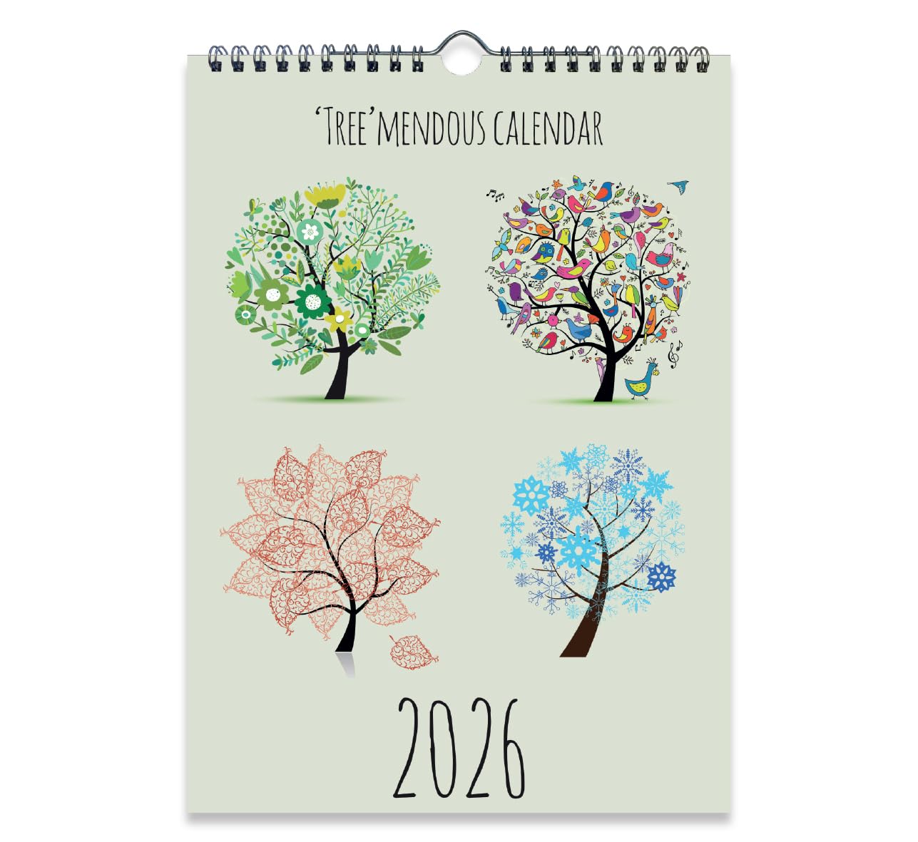 2026 A4 Colourful Trees Calendar. One Month to View. Wall Calendar by Absolutely Yours.