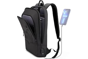 hk Backpack for Men Business Slim Backpack with USB Charger Computer Lightweight Anti-theft Travel Backpacks 15.6 inch Water Resistant Laptop Bag for Work Office College-Black