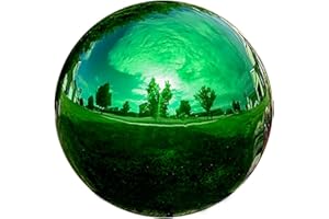 Lily's Home 12 Inch Stainless Steel Gazing Globe Mirror Ball, Colorful and Shiny Addition to Any Garden or Home, Ideal As a Housewarming Gift, Sparking Green