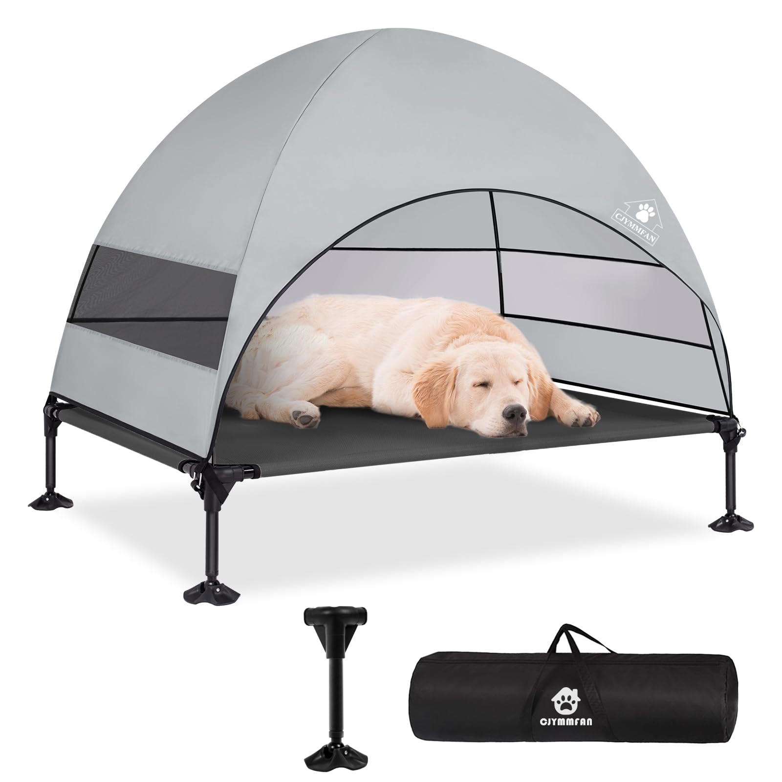Photo 1 of Elevated Dog Bed with Upgraded Canopy, Raised Outdoor Dog Tent with Powerful Anti-Slip Feet, Portable Pet Cot with Larger Shade, Raised Cooling Bed for Camping, Backyard, Beach, Poolside