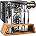 Cocktail Set with Bonus Bar Mat | Bartender Mixing Tool Kit with Elegant Wooden Stand | Premium Bar Set Cocktail Shaker Set | Best Gifts Ideas for Him (Husband, Boyfriend, Dad) Ideal for housewarming