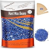 Hard Wax Beans, Hard Body Wax Beans, Solid Depilatory Wax for Facial Armpit Legs 300g (10 Oz)/bag with 12pcs Wax Spatulas (Chamomile)