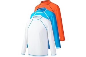 BIGANT Boys Rash Guard Swim Shirt Long Sleeve UPF 50+ Sun Protection Kids Girls Youth Fishing Water Beach UV SPF Swimwear Quick Dry