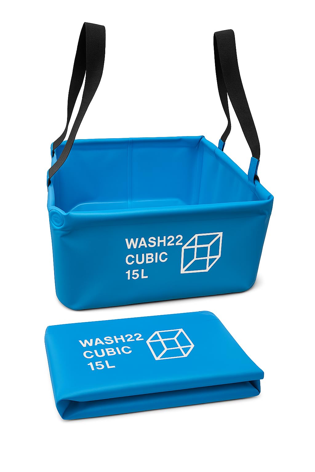 WASH22 Cubic 15 Litres Light Blue Folding Storgae Bag Washing Up Basin Sink Bucket 15L
