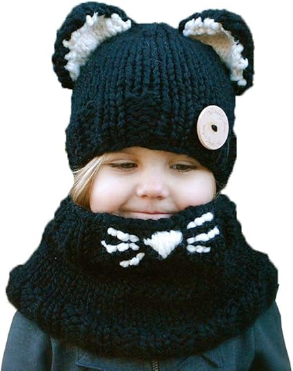 Amazon Co Jp Xiang Ru ニット帽子 帽子 ネックウォーマー スカーフ ショール ストール 赤ちゃん ベビー 女の子 男の子 子供 ガールズ ボーイズ オシャレ 秋冬 防寒 無地 暖かい 可愛い ブラック 服 ファッション小物