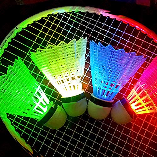 CapsA 4 Pcs LED Badminton Shuttlecocks Lighting Birdies Shuttlecock Glow in The Dark Badminton for Indoor/Outdoor Sports Activities (A, 4 Pcs)