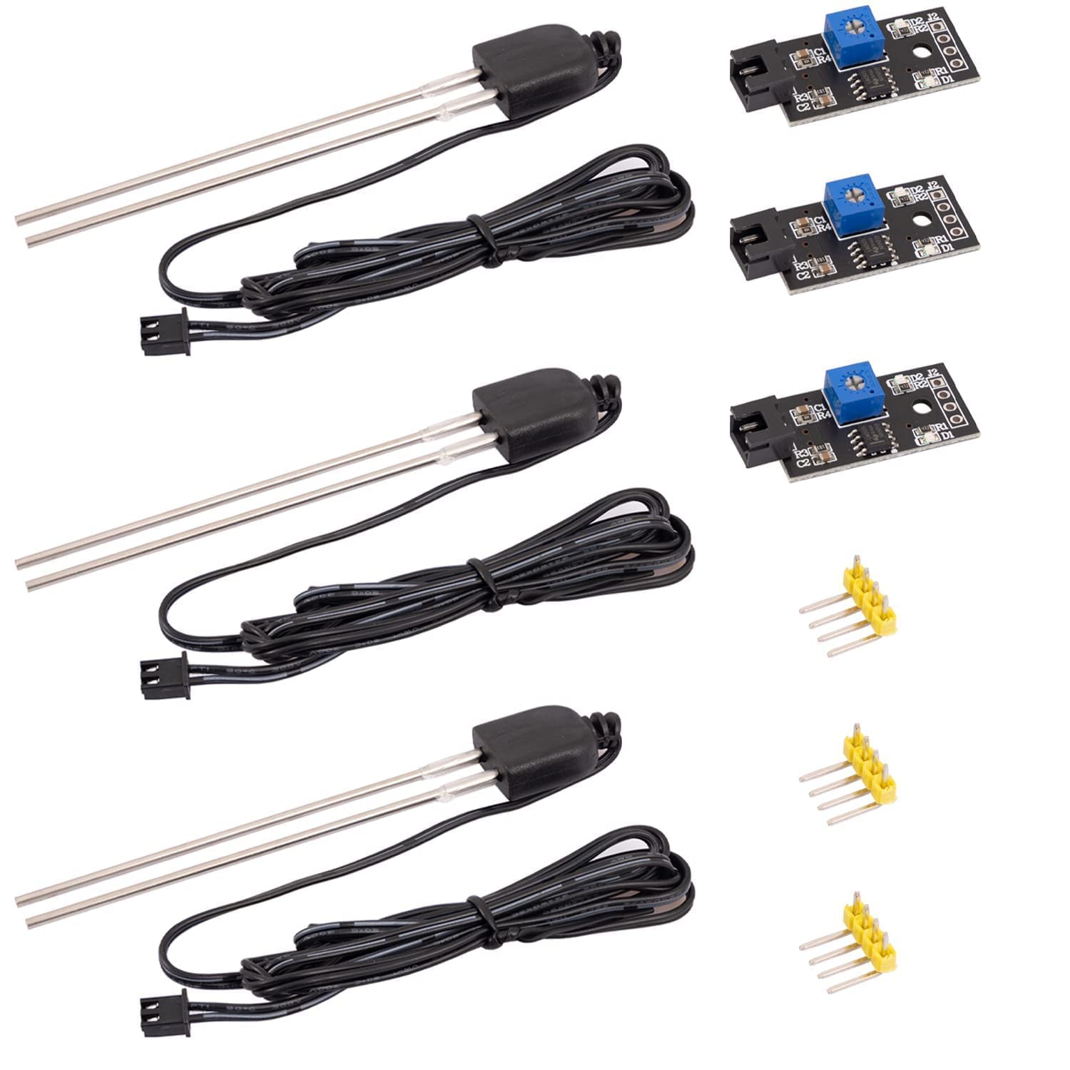 AZDelivery 3 x Soil Moisture Sensor, Humidity Detector and Plant Moisture Meter with Corrosion Resistant Probe for Automatic Watering System Compatible with Arduino and Raspbery Pi