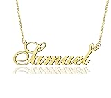 AOLO Samuel Heart Name Necklace 18k Gold Plated