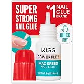 Kiss PowerFlex Maximum Speed Nail Glue - Fast Drying Adhesive for Glue-On Nails &amp; Repairs with Nozzle Tip Applicator, Ideal for Tips &amp; Wraps, Net Wt. 0.10 oz (3g)