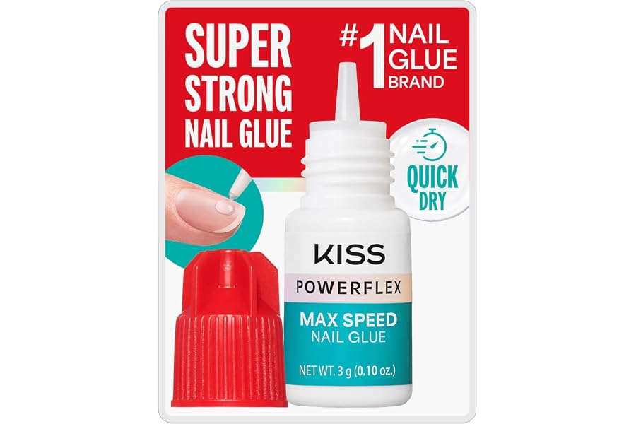 Kiss PowerFlex Nail Glue for Press Ons, Super Strong, Fast Drying Drop On | Fast-Drying, Long-Lasting Hold Nail Glue with Drop-On Application for Press Ons and Nail Tips. Travel-Friendly and Vegan.