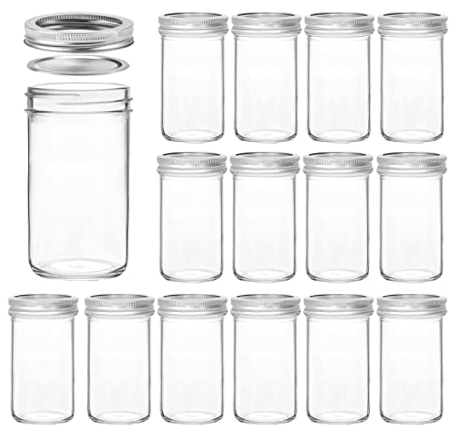 Photo 1 of (used)(missing pieces)(see images) VERONES Mason Jars 12 OZ, 15 pcs Canning Jars Jelly Jars With Regular Lids, Ideal for Jam, Honey, Wedding Favors, Shower Favors