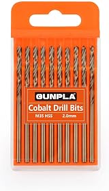 Gunpla 2mm Cobalt Drill Bits Set 10 Pieces M35 HSS Straight Shank Case
