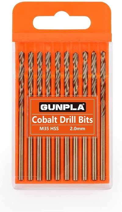 Gunpla 2mm Cobalt Drill Bits Set 10 Pieces M35 HSS Straight Shank Case