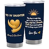 Sereni Tide Daughter Gift Cup 20oz Travel Tumbler Inspirational Warm Encouraging Message from Mom or Dad Birthday Christmas Graduation National Daughters Day Valentine's Present for Daughter