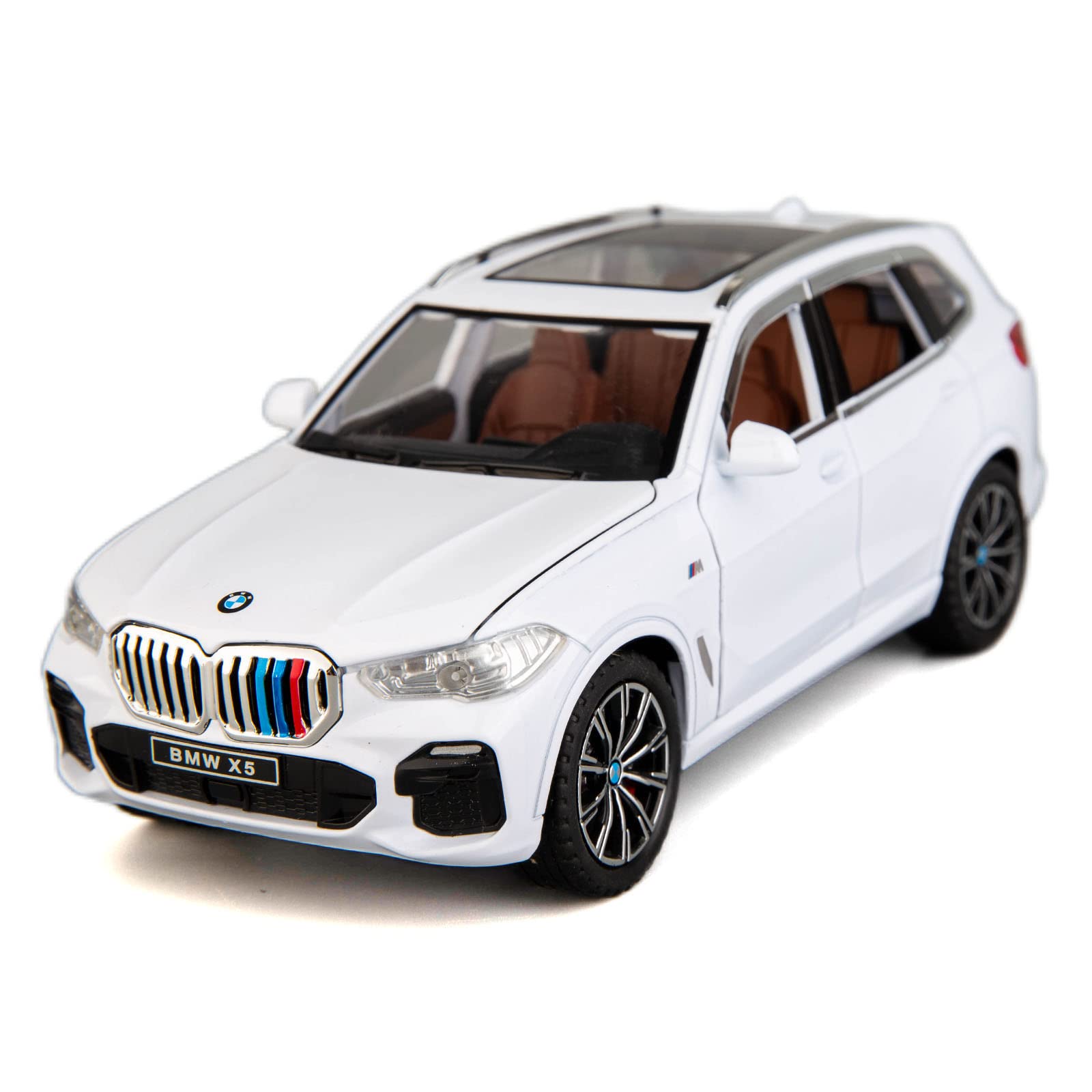 Photo 1 of BDTCTK 1:24 Compatible for X5 SUV Model Car Toy, Zinc Alloy Pull Back Toy car with Sound and Light for Kids Boy Girl Gift(White)
