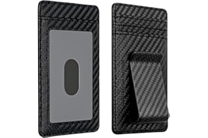 MONOCARBON Money-Clip-For-Men, Carbon-Fiber-Wallet with Credit Card Holder, RFID-Blocking Men's Money Clips for Cash with Leather Patterns (Weaved Black)