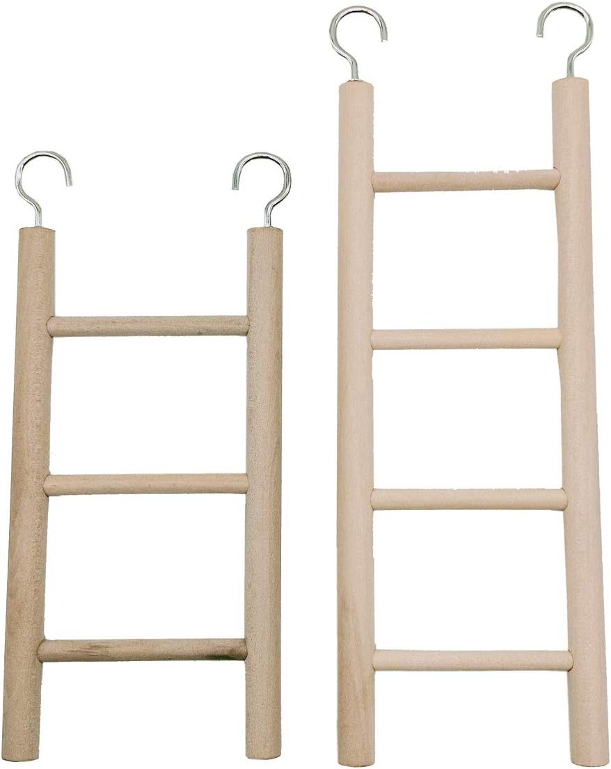 LWINGFLYER 2pcs Wooden Ladder for Bird Parrot Ladder Climbing Toy Birdie Basics (3 Step & 4 Step) : Pet Supplies