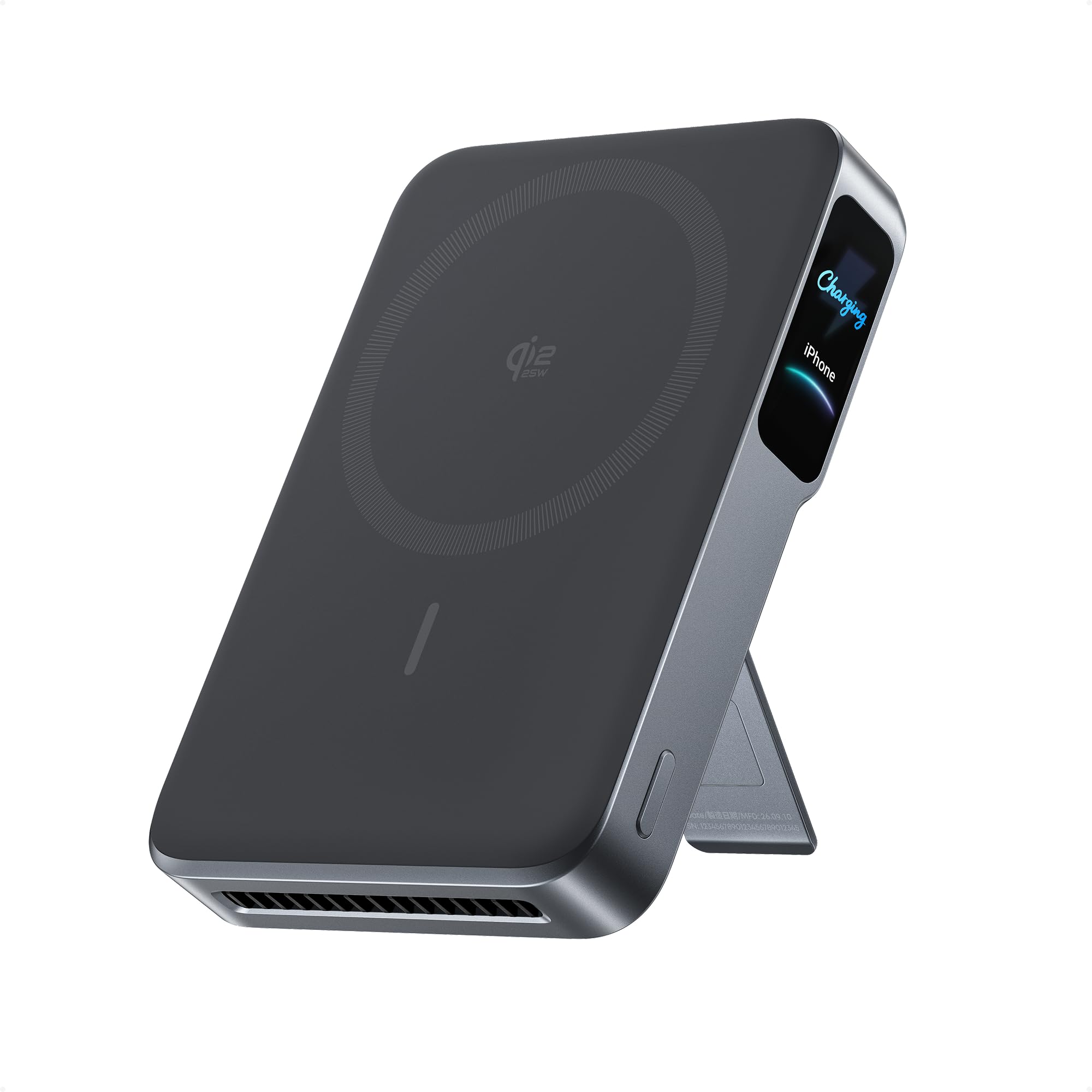 Anker MagGo 2 Pro Power Bank, Qi2.2 25W 10000mAh Magnetic Portable Charger | MagSafe-Compatible Power Bank with Active Coolin