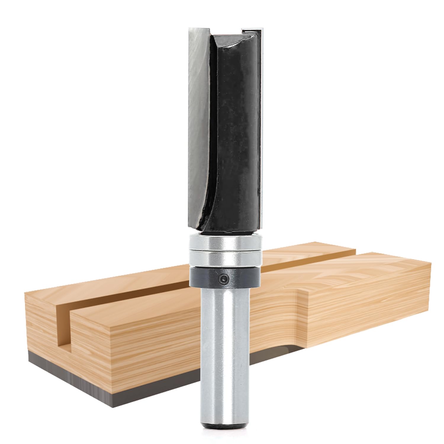 Akylin Flush Trim Pattern Router Bits 1/2 Shank - Top Bearing Template Router Bit, 3/4" Cut Diameter, 2" Cut Length, Carbide Tipped Straight Flush Cut Router Bit, for Woodworking Trimming Edge — image 1