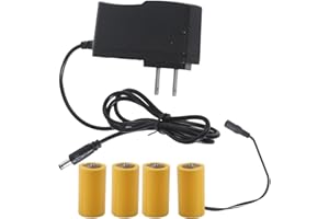 Jesscasday 6V LR14 C Dummy Battery C Size Battery Eliminators Cable Replace 4Pcs 1.5V C Batteries for LED Light Electronic Toy
