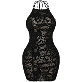 MakeMeChic Women's Plus Size Summer Halter Dress Sleeveless Bodycon Y2K Mini Dresses