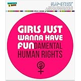 Girls Just Wanna Have Fundamental Rights Automotive Car Window Locker Circle Bumper Sticker