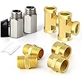 GASHER 8PCS 1/2 Inch NPT Brass Pipe Fitting, Female and Male Thread Mini Ball Valve, Barstock Tee Brass Pipe Fitting and Air