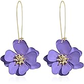 GUOXIAOMEI Bohemian Daisy Flower Matte Floral Long Petal Drop Dangle Earrings Layered Tiered for Women Chic Boho Wedding Jewelry