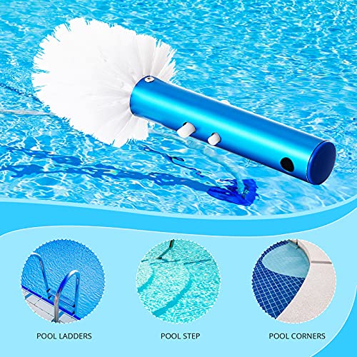 Corner and Step Pool Round Brush, Pool Step and Corner Brush, 180 Degree Rotation Handle Scrub