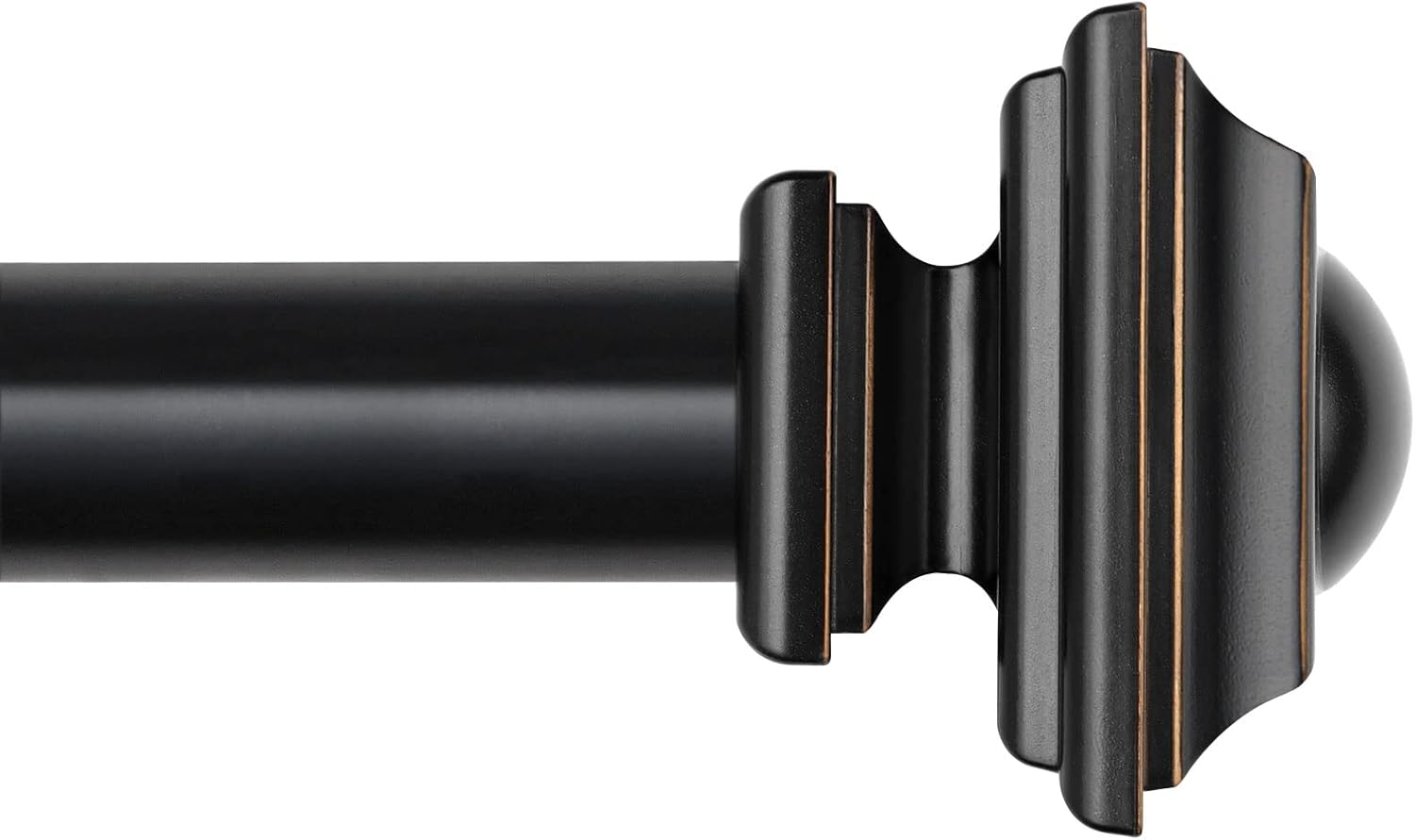 Window Treatment Hardware - KAMANINA 1 Inch Curtain Rod 32 to 86 Inches (2.6-7.1ft), Black Single Drapery Rods for Windows, Square Finials