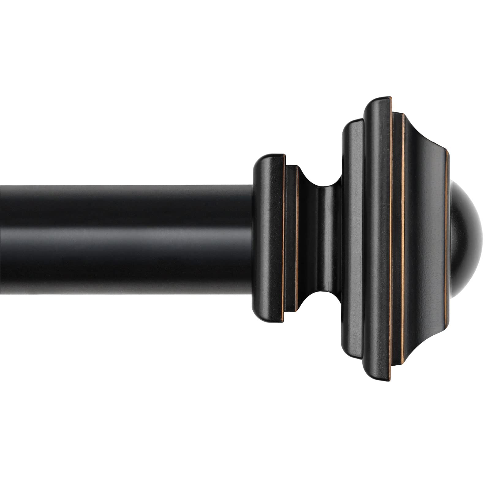 Photo 1 of KAMANINA 1 Inch Curtain Rod 32 to 58 Inches (2.6-4.8ft), Black Curtain Rods for Windows, Single Drapery Rods with Square Finials
