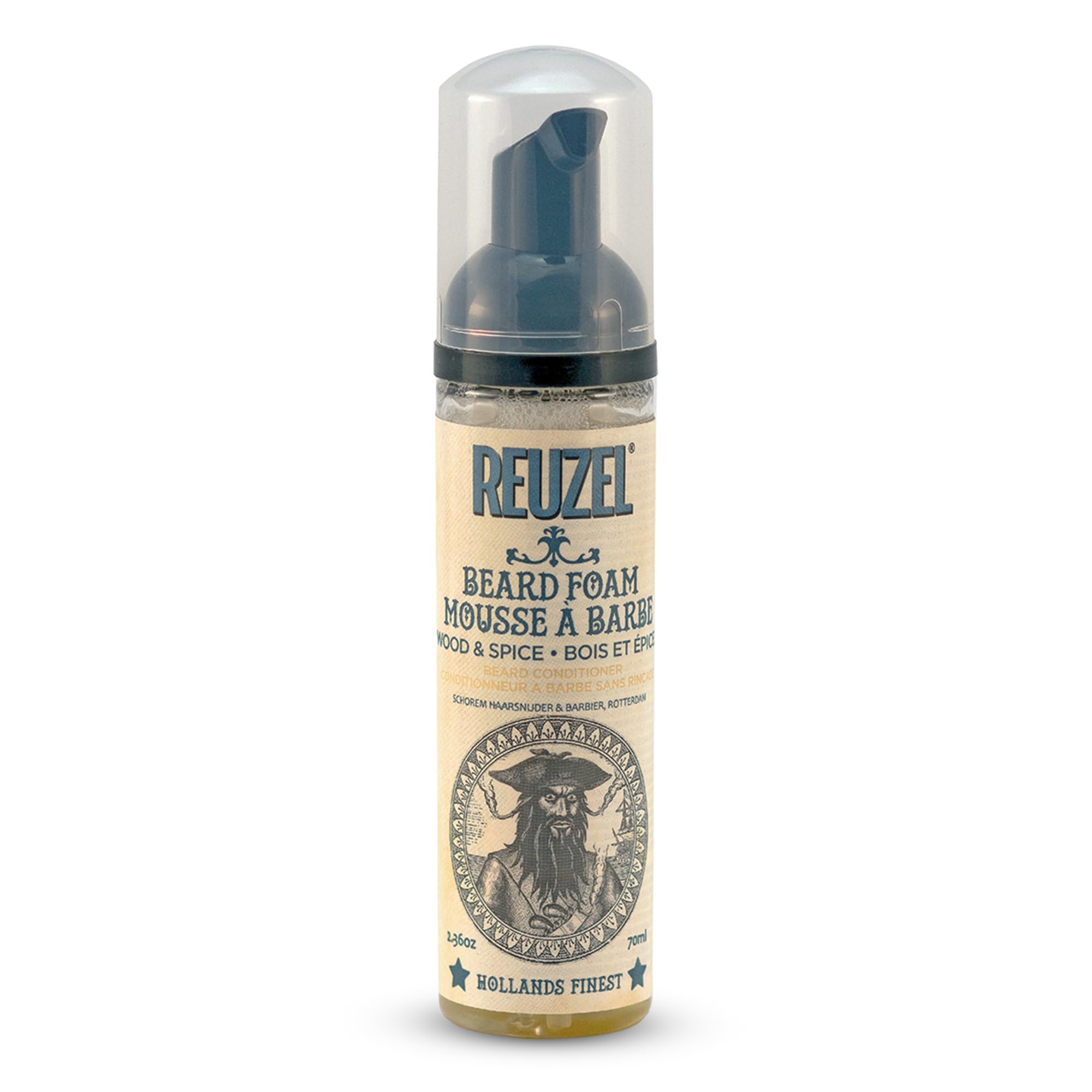 Reuzel Wood and Spice Beard Foam - Deodorizes Beard - Formulated to Reduce Dry Itchy Skin and Beardruff - Softens Coarse Hair - Thickens and Moisturizes Beard - Vegan Formula - 70 ml