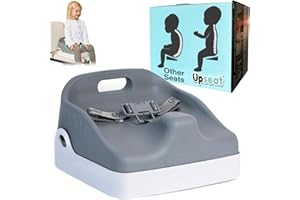 Upseat Boost Ergonomic Toddler Booster Seat for Dining Table, Developed with Physical Therapists to Encourage Posture, 3-Point Harness, Easy to Wipe Clean, and Lightweight Gray