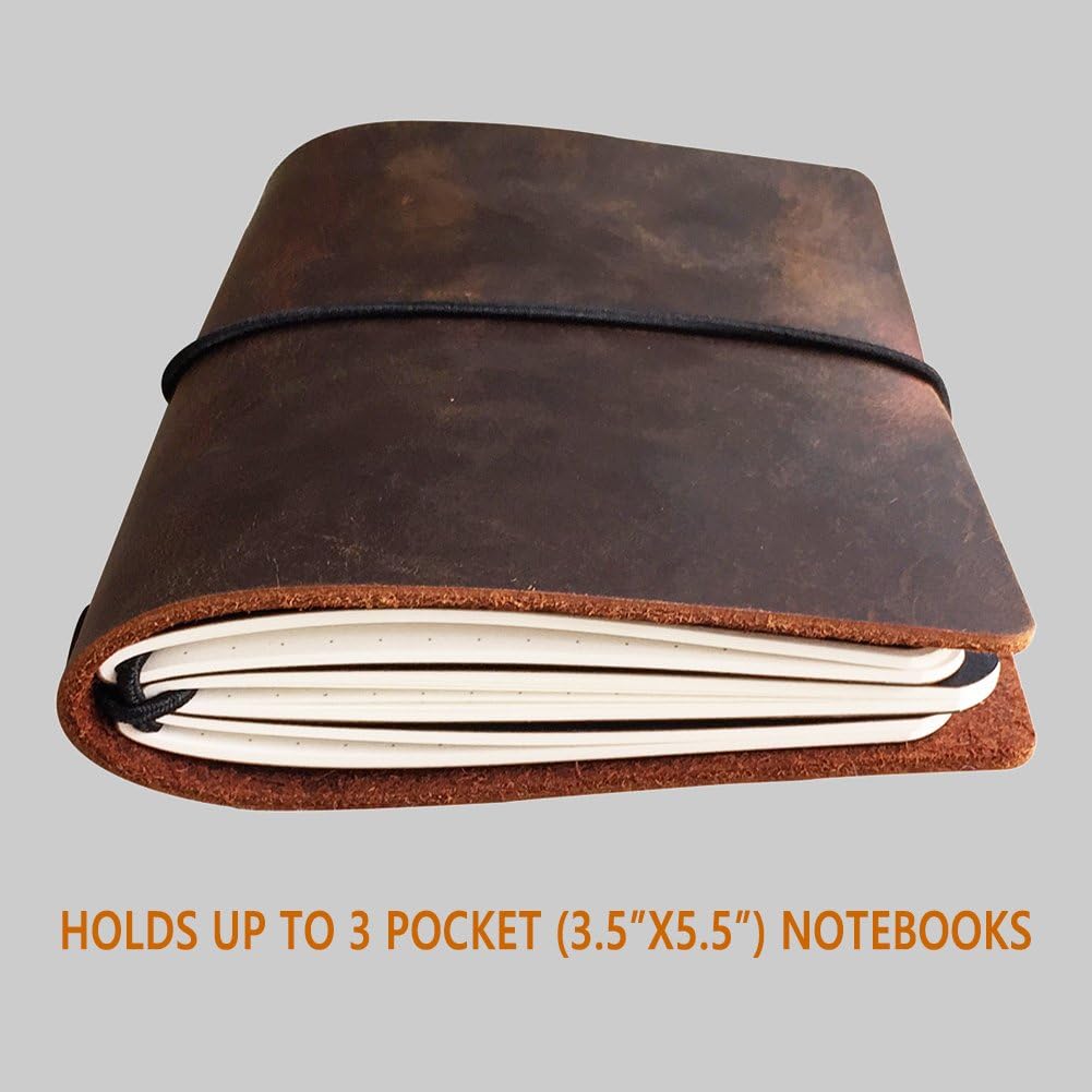 newestor Pocket Travelers Notebook, Refillable Leather Travel Journal for Men & Women - Image 5