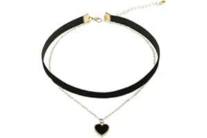 DAYANEY Halloween Gothic Necklace, Black Heart Choker Raven Necklace Red Heart Choker Necklaces as Goth Gifts for Women, Vampire Necklaces Bat Chokers Vintage Jewelry as Halloween Costume Party Oufits