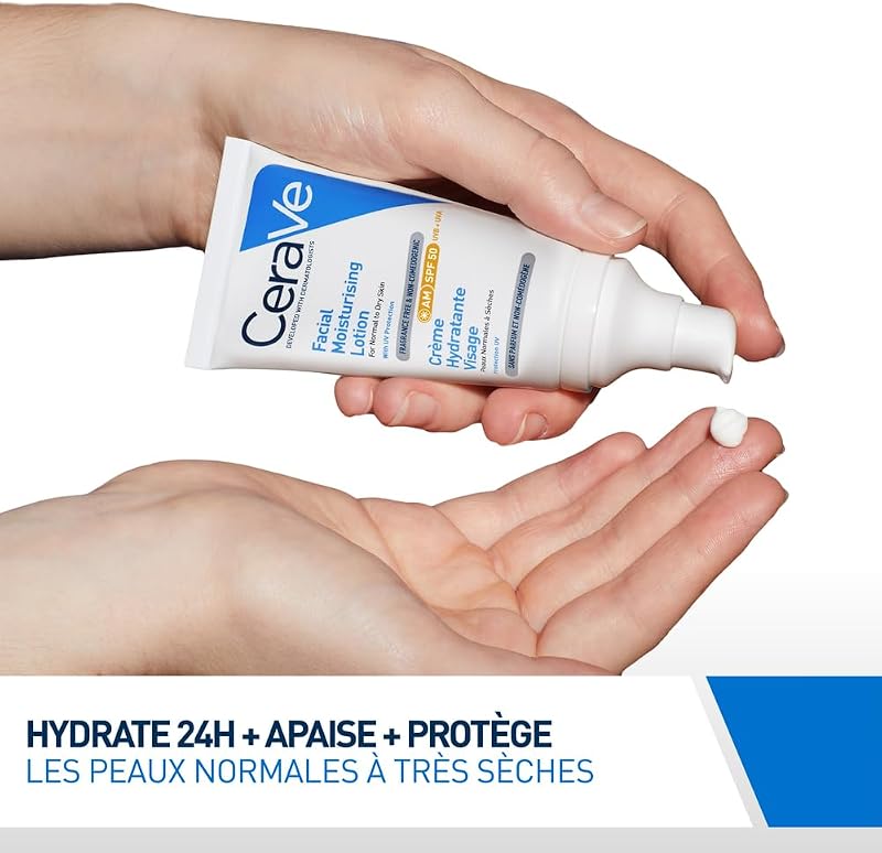 - Crème Hydratante Visage SPF50, Crème Visage et Cou Protège du Soleil et Hydrate, avec Technologie MVE, Acide Hyaluronique, Niacinamide, Soin de jour, Peaux Normales à Sèches